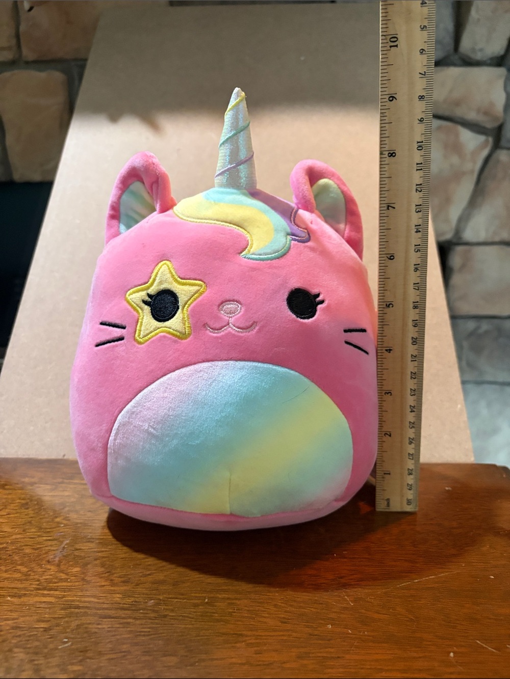 NWT Squishmallow Pink Accented Rainbow Unicorn Cat Plush